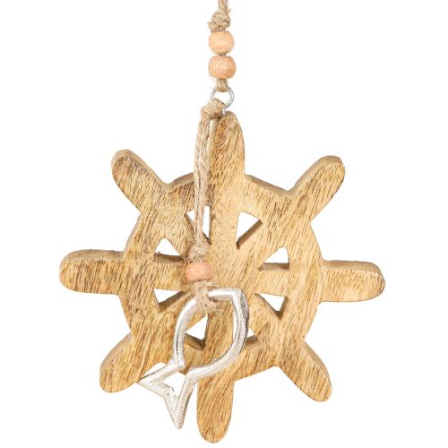 Article Décoration de volant en bois pendentif poisson en métal Ø12cm 3pcs