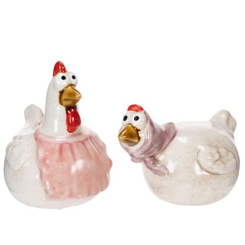 Article Figurines de poulets en céramique pour le salon, jolie décoration de table pour Pâques, 11 cm, lot de 2