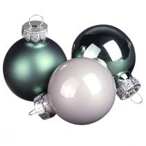 Article Boules de sapin de Noël en verre vert nacre gris Ø5cm 24 pcs