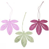 Cintre décoratif bois feuilles d&#39;automne rose violet vert 12x10cm 12pcs