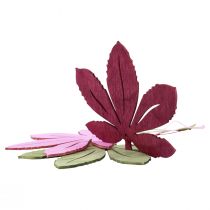 Article Cintre décoratif bois feuilles d&#39;automne rose violet vert 12x10cm 12pcs