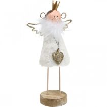 Article Figurine ange décoration de Noël bois métal blanc doré H20,5cm