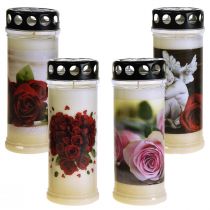 Article Bougies funéraires, lampe à huile, bougies de deuil, motif Ø7,5 cm, H20,5 cm, 6 pièces