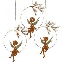 Article Anneau de décoration ange métal rouille décoration de Noël 23,5x16,5cm 3pcs