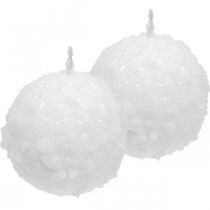 Article Bougies de l&#39;Avent, bougies boules, bougies boules de neige 80mm 4pcs