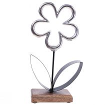 Article Décoration fleur métal argent noir décoration de table printemps H36cm