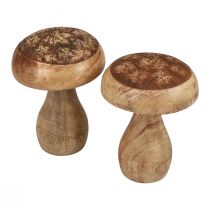 Champignon en bois naturel, décoration bois jaune