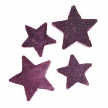 Article Étoiles de décoration dispersées étoiles en velours floquées baie violette 4/5cm 40pcs