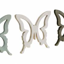 Article Papillon 4cm décoration dispersée bois marron/gris clair/blanc 72 pcs