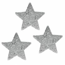 Article Étoiles éparses avec paillettes Ø6.5cm argent 36pcs