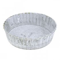 Article Assiette en métal en forme de biscuit, plateau décoratif rond, décoration de table blanc lavé Ø14cm H4cm