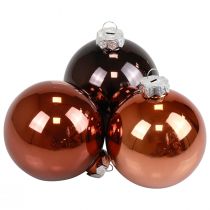 Article Boules de Noël verre marron mix boules d&#39;arbre brillant Ø7,5cm 12pcs
