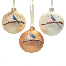 Article Boules de Noël en verre Boule de sapin de Noël oiseau hiver Ø8cm 6pcs