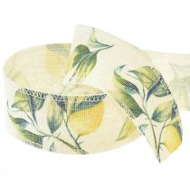 Article Ruban citrons et feuilles ruban décoratif coton 40mm 10m