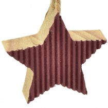 Article Décorations pour sapin de Noël coeur en bois arbre étoile rouge 4,5 cm 9pcs