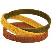 Article Anneau décoratif jute boucle jaune ocre marron 4cm Ø30cm 3pcs