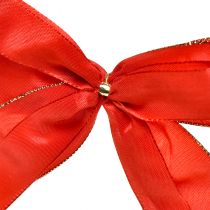 Article Noeud décoratif noeud rouge avec bord doré - décoration de Noël élégante 4cm de large 15×21cm 10pcs
