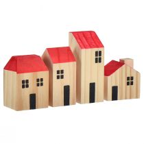 Maison en bois maisons décoratives bois naturel rouge 4 pièces