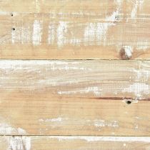 Article Plateau en bois décoration bois vintage marron blanc 24x24cm