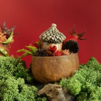 Glands décoratifs en céramique avec motif coeur marron 6 cm - décoration de table d&#39;automne - 6 pièces