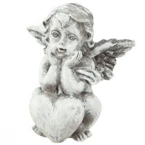Article Figurine de décoration funéraire petit ange avec coeur gris H5,5cm 6 pcs