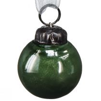 Article Mini boules de Noël boules de verre vertes Ø3cm 18 pièces dans un verre
