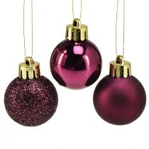 Article Mini boules de Noël plastique violet Ø3cm H3,5cm 14pcs