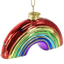 Article Ornement arc-en-ciel en verre - Décoration de sapin de Noël festive aux couleurs brillantes
