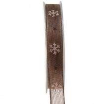 Ruban décoratif flocon de neige avec fil marron rose L15mm L15m