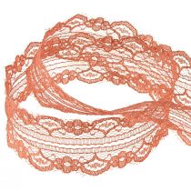 Article Ruban dentelle ruban décoratif orange avec fleurs L25mm L20m