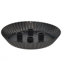 Article Bougeoir design en métal en forme de gâteau - noir, Ø 24 cm - décoration de table élégante pour 4 bougies - 2 pièces