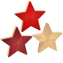 Article Poinsettias étoiles en bois cannelé rouge naturel 11cm 3pcs
