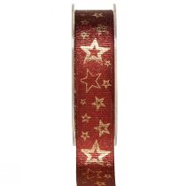 Article Ruban décoratif étoile Noël rouge doré L25mm L15m