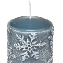 Article Bougies piliers bougies bleues flocons de neige 100/65mm 4pcs