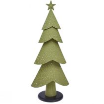 Article Sapin de Noël métal bois argent vert étoiles vintage H75cm