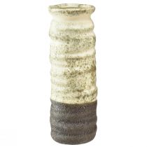 Article Vase céramique décoration pour fleuristerie sèche crème gris vert H34cm