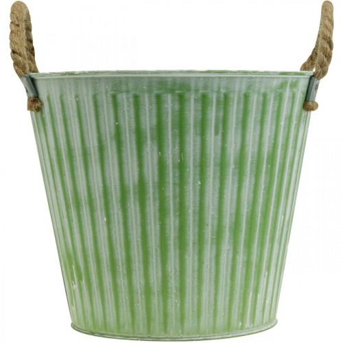 Article Seau à planter, jardinière avec anses, décoration métal rose/vert/jaune shabby chic Ø16,5 cm H15 cm lot de 3