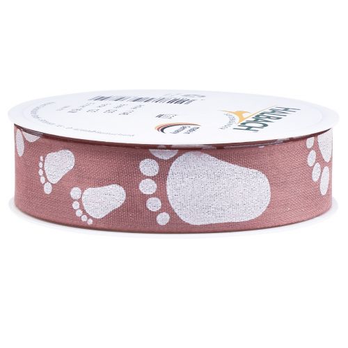 Article Ruban cadeau décoration pieds de bébé ruban de baptême rose 25mm 16m