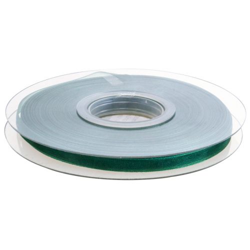 Article Ruban organza vert ruban cadeau tissé bord vert sapin 6mm 50m