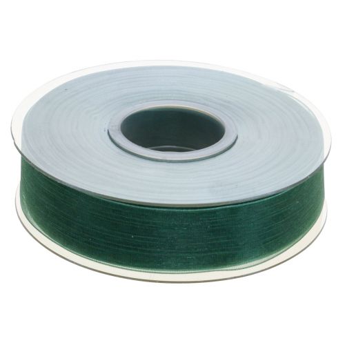 Article Ruban organza vert ruban cadeau tissé bord vert sapin 25mm 50m