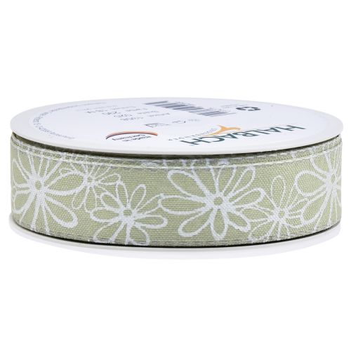 Article Ruban cadeau ruban fleurs vert pastel 25mm 18m