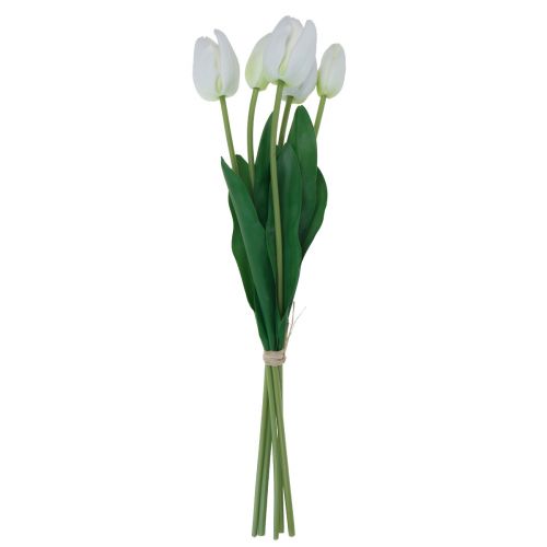 Article Tulipes Blanches Décoration Real Touch Fleurs Artificielles Printemps 49cm 5 pcs