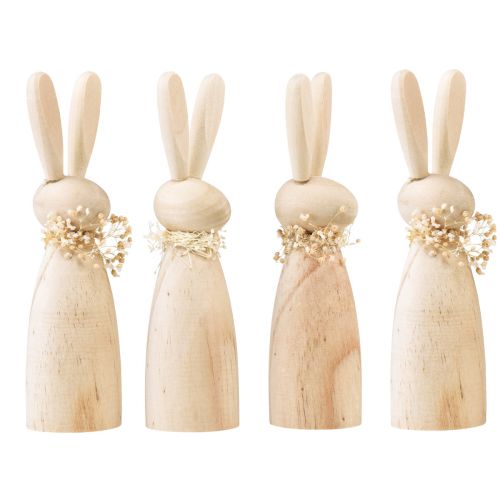 Floristik24 Lapins en bois lapins décoratifs décoration sèche naturelle 18×4×5cm 4pcs