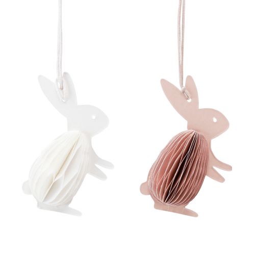 Floristik24 Lapin de Pâques Décoration en Nid d&#39;Abeille Lapin Debout Blanc Orange 5×3×8cm 6pcs