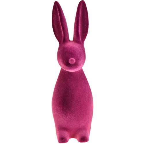 Article Décoration de lapin de Pâques floquée violet 15 × 15,5 × 47 cm