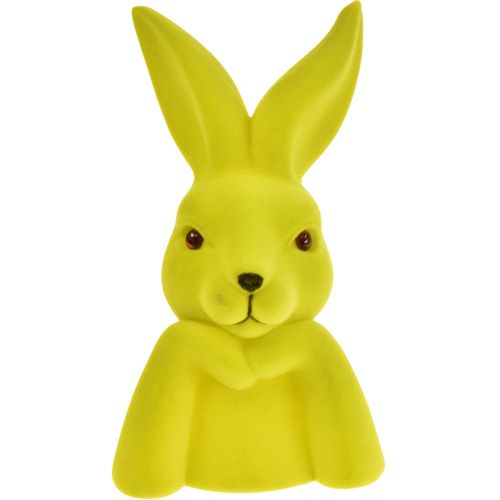 Floristik24 Thinking Bunny Buste de lapin de Pâques Jaune Vert 16,5 × 13 × 27 cm