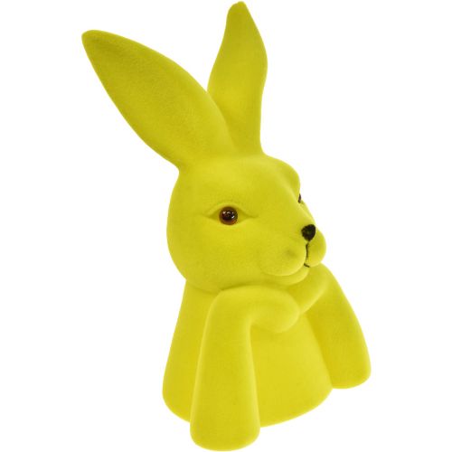 Floristik24 Thinking Bunny Buste de lapin de Pâques Jaune Vert 16,5 × 13 × 27 cm