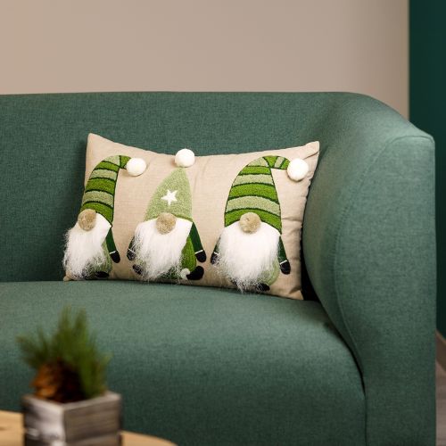 Floristik24 Coussin décoratif avec lutins coussin décoratif vert beige 50×30cm