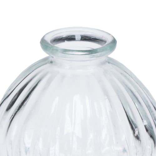 Article Petit vase en verre vase boule vase clair rainures Ø8,5cm H8cm