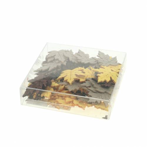 Article Décoration à disperser feuilles d&#39;érable jaune, marron, platine assorties 4cm 72 pcs